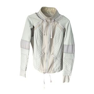 Blanc Noir Women's Motorcycle Jacket Vest Sz MED White Detachable IMPERF…